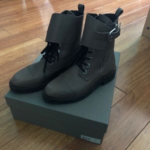 All Saints Daria Cuffed Combat Boot in Taupe Grey